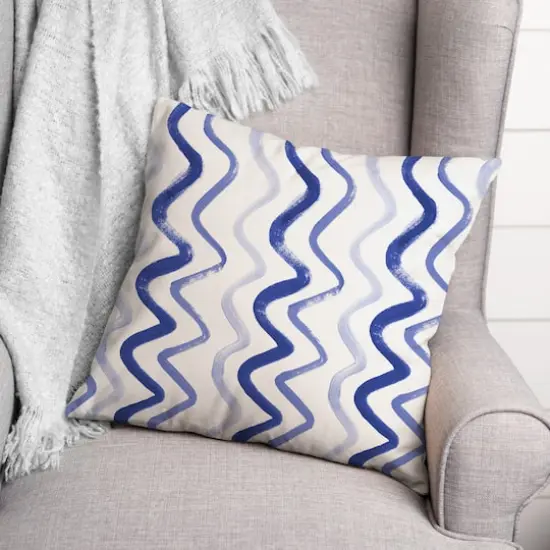 18" Squiggles Indoor/Outdoor Pillow Navy {3}