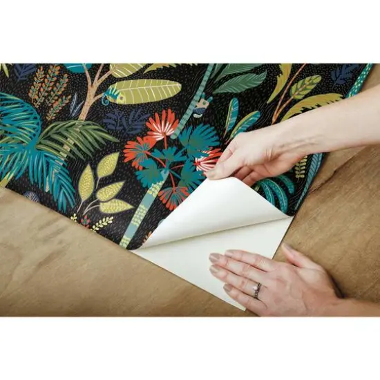 RoomMates Tropical Eden Peel & Stick Wallpaper Black and blue {9}