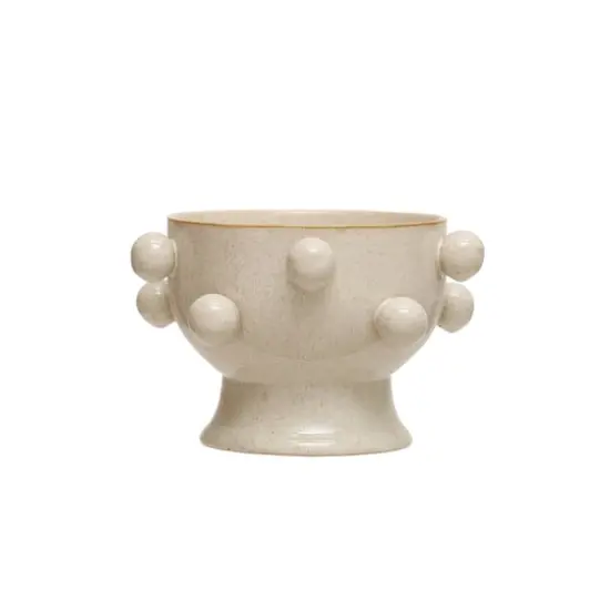 Hello Honey&reg; 9" Speckled Cream Round Stoneware Planter with Orbs {1}