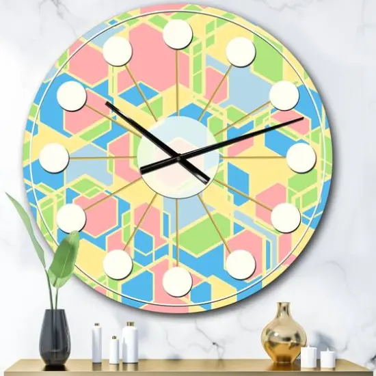 Designart Geometrical Pastel Abstract II Mid-Century Modern Wall Clock {1}