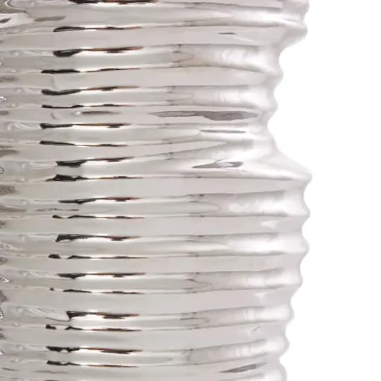 Silver Ceramic Dimensional Ribbed Vase Set {3}