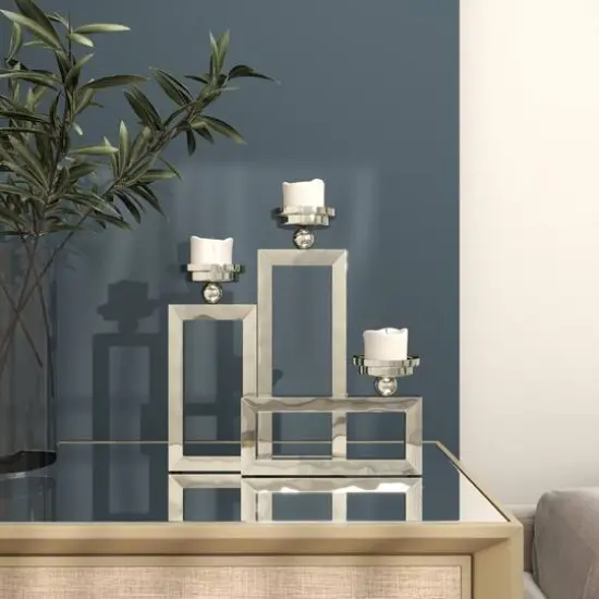 16" Silver Stainless Steel Rectangular Candelabra {7}