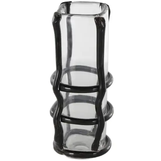 Black Recycled Glass Vase with Glass Framing {1}
