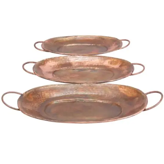 Copper Metal Rustic Tray Set {1}
