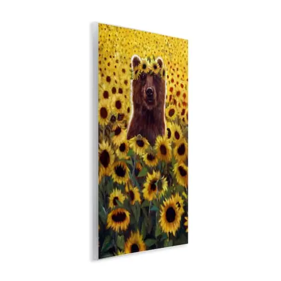 Stupell Industries Happy Bear Sunflower Field Wall Plaque Art {4}
