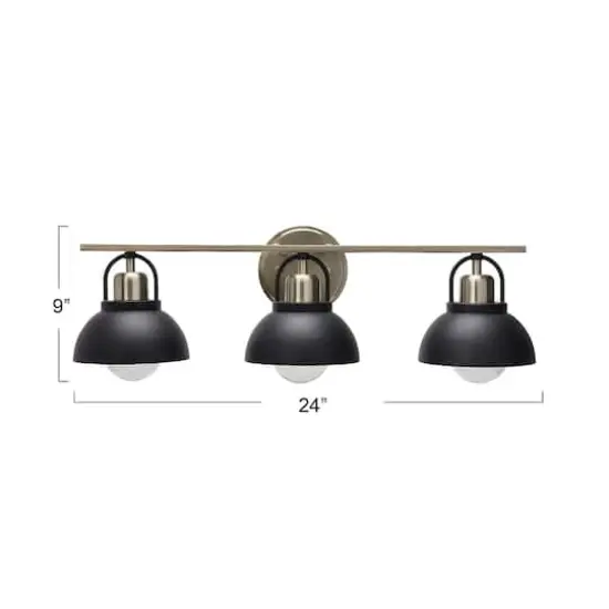 Hello Honey® Robert Stevenson Lighting Walsh Matte Black & Brushed Nickel Metal 3-Light Vanity Light {5}