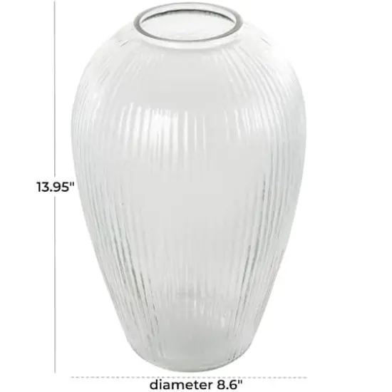 14" Clear Ribbed Glass Vase {5}