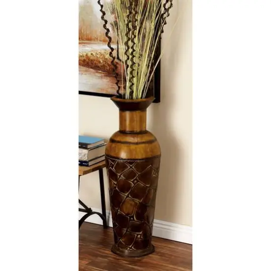 Set of 3 Brown Metal Rustic Vase, 50", 35", 26" {10}