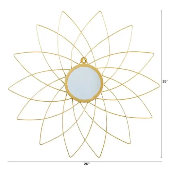 26" Gold Metal Flower Accent Wall Mirror {3}