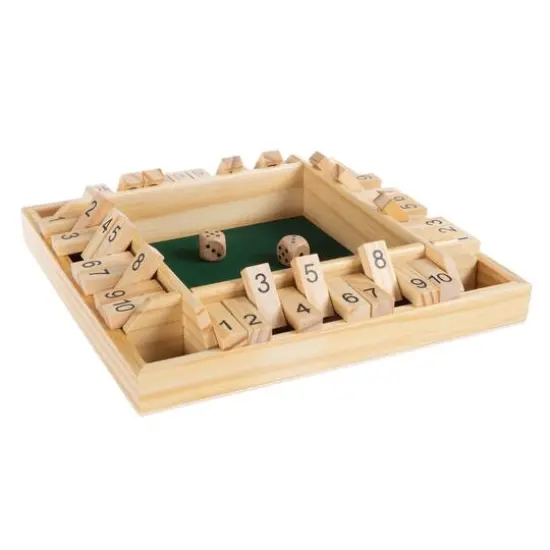 Toy Time 4-Player Wooden Shut the Box Game Set {4}
