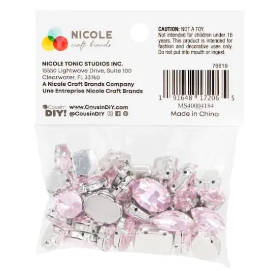 CousinDIY Silver Light Rose Glass Sew-On Rhinestones, 40ct. {7}