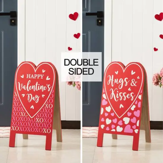 Glitzhome&reg; 24" Valentine's Double Sided Wooden Easel Porch D&eacute;cor {3}