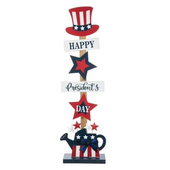 Glitzhome&reg; 35.7" Patriotic Americana Wooden Top Hat Porch Sign {7}