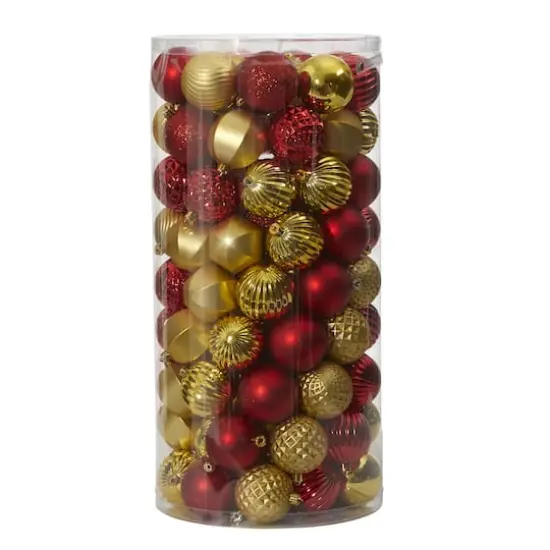 101ct. 2" Red & Gold Shatterproof Ball Ornaments {1}