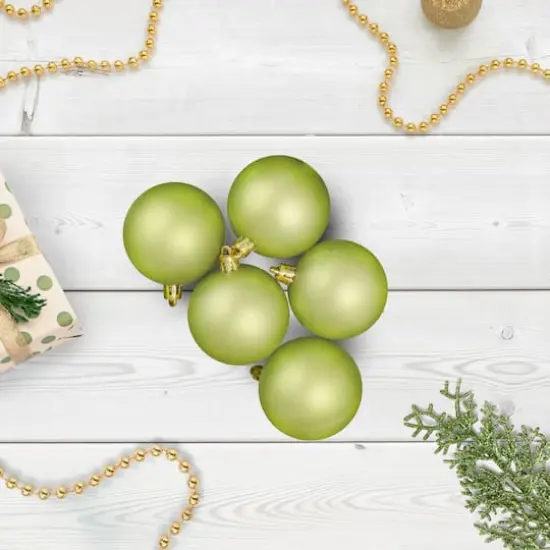 60ct Matte Green Kiwi ShatterproofBall Ornaments {4}