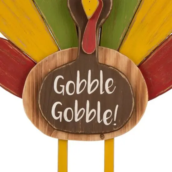 Glitzhome&reg; 2ft. Thanksgiving Wooden Turkey Standing D&eacute;cor {5}