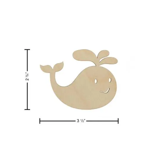 Essentials by Leisure Arts 24 Pack 3.56" x 2.81" Whale Flat Wood Shape {4}