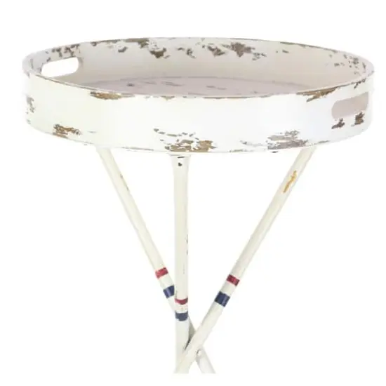 2.5ft. White Iron Coastal Accent Table {3}