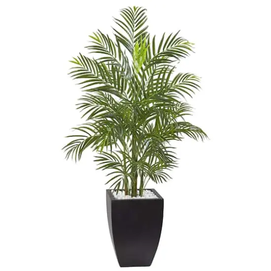 4.5ft. UV Resistant Areca Palm Tree with Black Wash Planter {1}