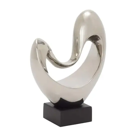 14" Porcelain Modern Abstract Sculpture Silver {3}