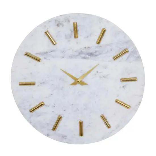 CosmoLiving by Cosmopolitan White Marble Contemporary Wall Clock, 15" x 15" x 1" {1}