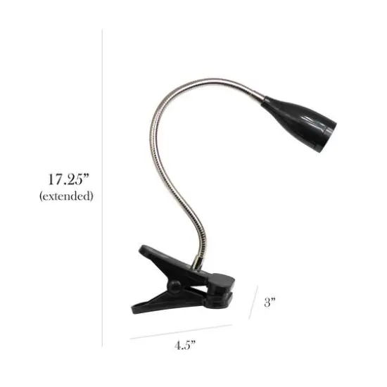 Simple Designs Flexible Gooseneck LED Clip Light Desk Lamp Black {3}
