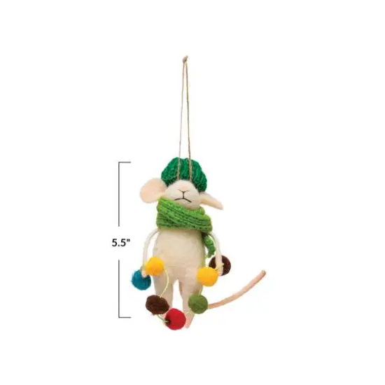 Hello Honey&reg; 5.5" Bundled Up Mouse Wool Felt Ornament {4}
