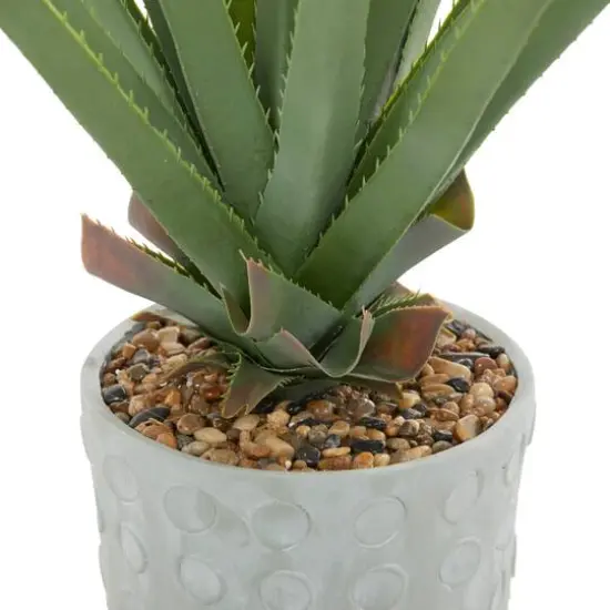 38" Green Faux Foliage Agave Artificial Plant With Gray Ceramic Pot {4}