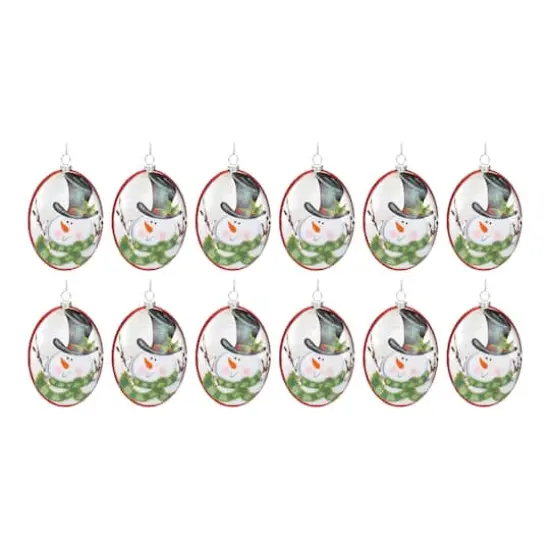 12ct. 5" Glass Snowman Disc Ornament Set {4}