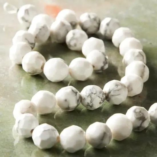 White Faceted Howlite Round Beads, 8mm by Bead Landing&trade; {3}