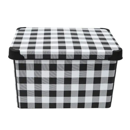 Simplify Checkered Black & White Storage Tote Bin {7}