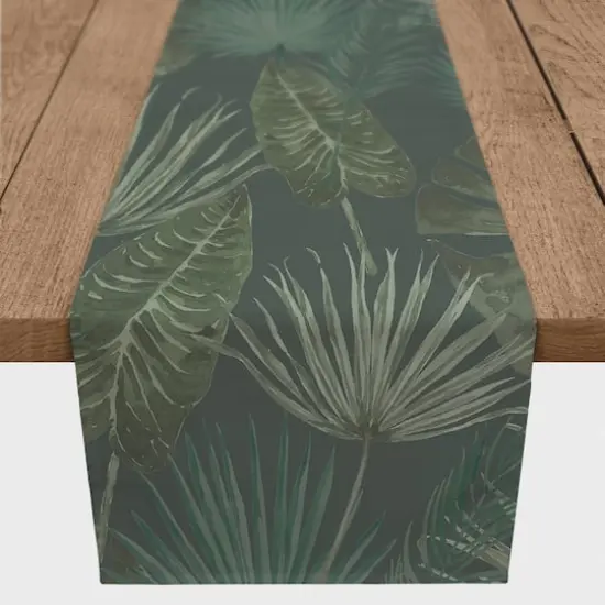 90" Tropical Palm Cotton Twill Runner Green {1}
