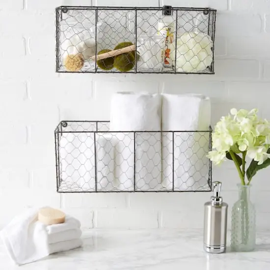 DII&reg; Medium Gray Wall Mount Chicken Wire Baskets, 2ct. {6}