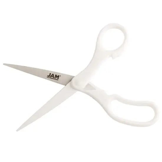 JAM Paper 8" Ergonomic Multi-Purpose Precision Scissors White {4}