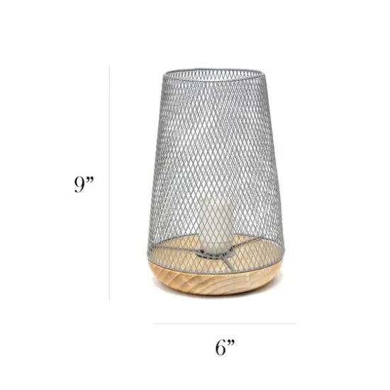 Simple Designs 9" Wired Mesh Uplight Table Lamp Gray/Natural {4}