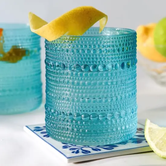 Kate Aspen&reg; 10oz. Textured Beaded Aqua Glasses, 6ct. {1}