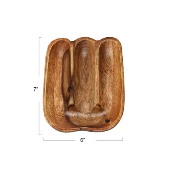 Hello Honey&reg; 7" Natural Acacia Wood Divided Tray {4}