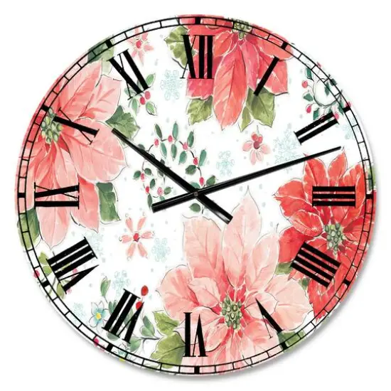 Designart 'Country Flower Snowflakes I Traditional Wall Clock {1}