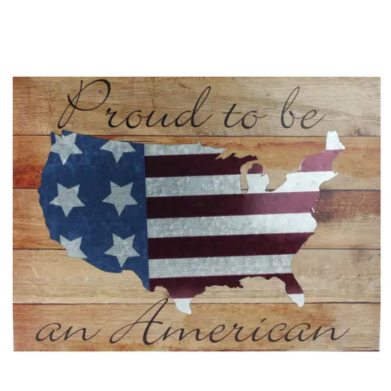 16" Stars and Stripes Wooden USA Map Wall Art  {1}
