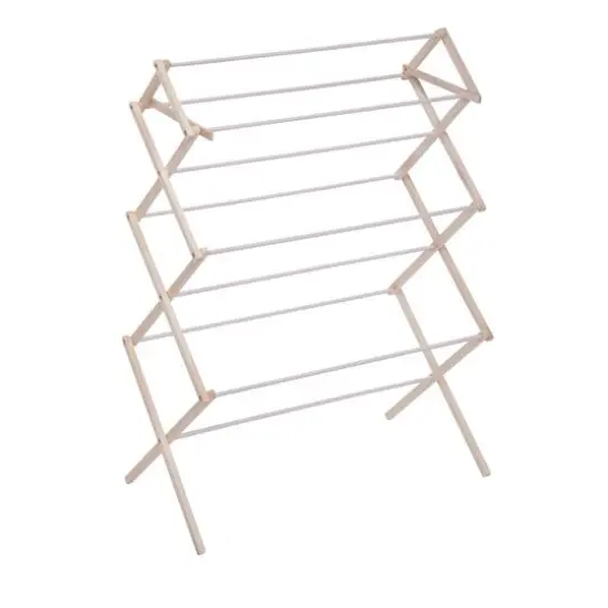 Honey Can Do Compact Folding Wooden Clothes Drying Rack {1}