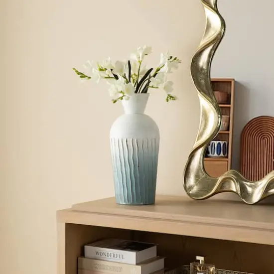 Glitzhome&reg; Abstract Ombre Aqua Metal Floor Vases Set {7}