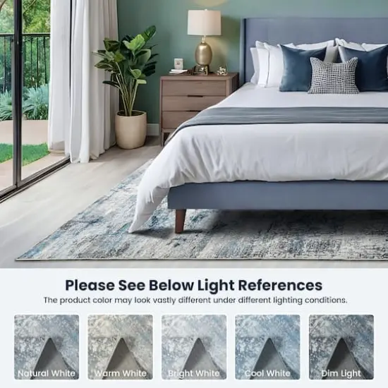 Glitzhome&reg; 5ft. x 8ft. Blue, Ivory & Tan Abstract Area Rug {7}