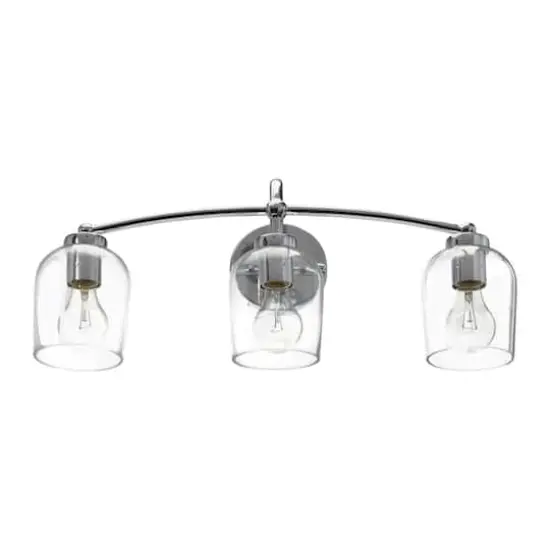 Hello Honey&reg; Robert Stevenson Lighting Adrian Metal & Clear Glass 3-Light Vanity Chrome {1}