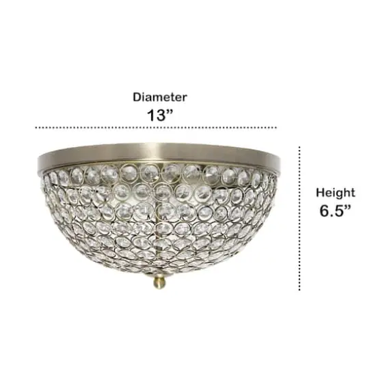 Lalia Home 13" Antique Brass Glam 2-Light Dome Flush Mount, 2ct. {4}