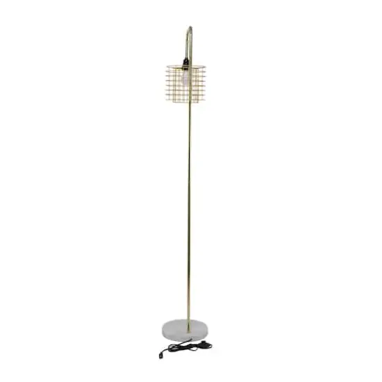 Gold Metal Industrial Floor Lamp, 15" x 10" x 64" {7}