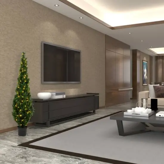 6ft. Pre-Lit Potted Cedar Tree {6}