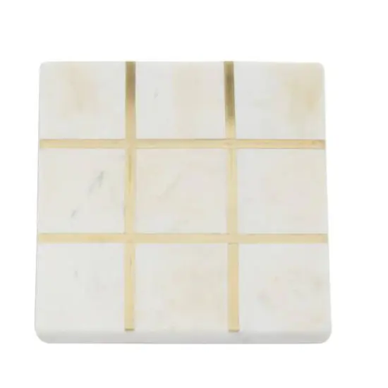 White & Gold Marble Tic-Tac-Toe Game Set {7}