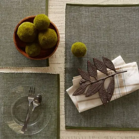 DII&reg; 2-Tone Ribbed Placemats, 6ct. Sage and white {11}