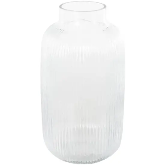 14" Clear Glass Ribbed Decorative Vase {1}