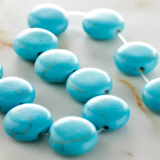 Turquoise Dyed Howlite Lentil Beads, 12mm by Bead Landing&trade; {3}